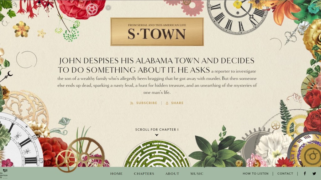 Screenshot of S-Town podcast website.
